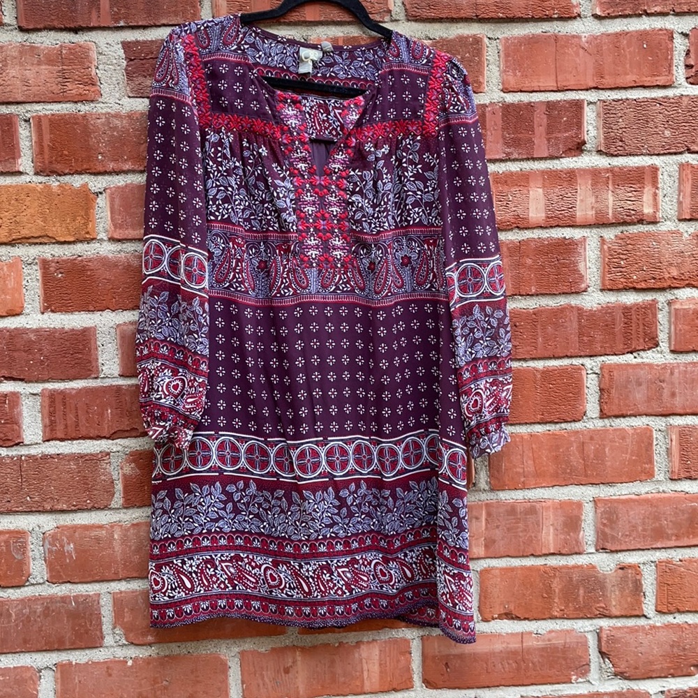 Anthropologie embroidered boho dress